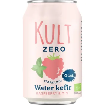 Limonáda Kult Kefir | Vodní kefír s příchutí malina & máta - 0 % cukru bez umělých sladidel a bez výkyvů glykemie • řemeslná fermentace • 330 ml