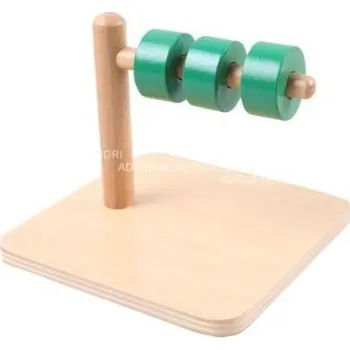 Dřevěná hračka ADENA MONTESSORI Kroužky na vodorovném kolíku