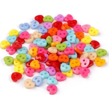 Knoflík Mini knoflík pro panenky, postavičky Ø6 mm / srdce, hvězda, květ 100 kusů - 1 mix - srdce