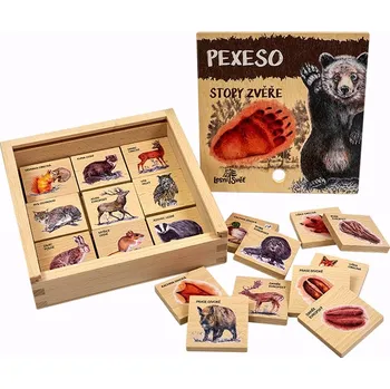 Pexeso Pexeso v dřevěné krabičce - Stopy zvěře