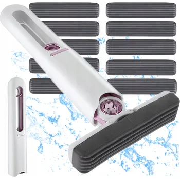 MINI PLOCHÝ MOP SE ŽDÍMAČEM NA MYTÍ OKEN ŠTĚTKA + 10 NÁHRADNÍCH HLAVIC