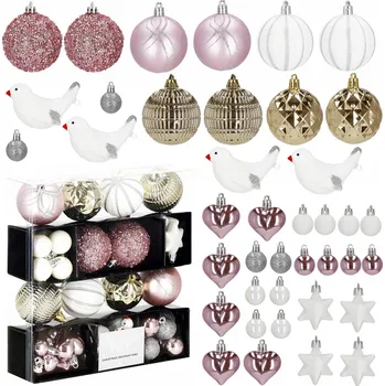 Vánoční dekorace Zdobená Vánoční Koule , Hladká Vánoční Koule , vánoční koule cetek 7 cm 38 ks