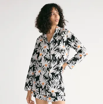 Dámský kabát Reserved - Vzorované dvoudílné pyžamo - černý - 047EY-99X - 047EY-99X-XXL