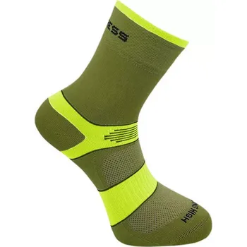 Pánské termo ponožky PROGRESS Progress Cycling High Sox cyklistické ponožky, oliva/limetka velikost 3-5 (35-38)