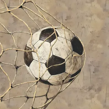 Teplákovina Fotbalový míč, vintage, panel (E) (Panely a ladící metráž)