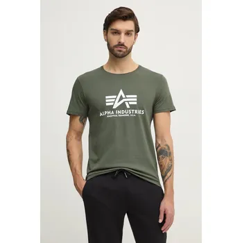 Pánská móda Bavlněné tričko Alpha Industries Basic T-Shirt 100501.142 zelená 77X, vel. M