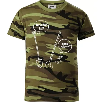 Hrabe ti, už zase rejpeš - Dětské maskáčové triko - 146 cm/10 let ( Zelený maskáč )