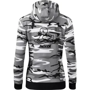 Dámská mikina Ducktor - Dámská mikina trendy zipper s kapucí - XS ( Šedý maskáč )