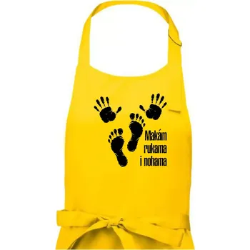 Kuchyňská zástěra Makám rukama i nohama - Pánská zástěra na vaření - Univerzální velikost ( Žlutá )