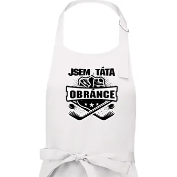 Kuchyňská zástěra Hokejový erb - Táta útočníka - Pánská zástěra na vaření - Univerzální velikost ( Bílá )