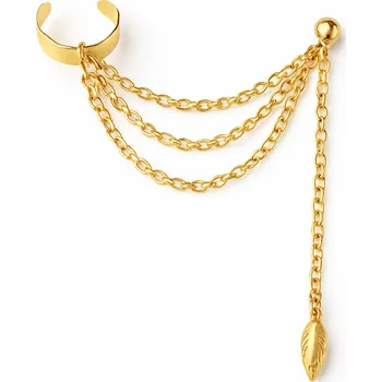 Náušnice Flamenco Mystique Stylové manžetové listové náušnice s řetízky K625Z - Elegance pro každou příležitost