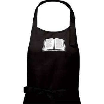 Kuchyňská zástěra Kniha černobílá otevřená s textem - Pánská zástěra na vaření - Univerzální velikost ( Černá )