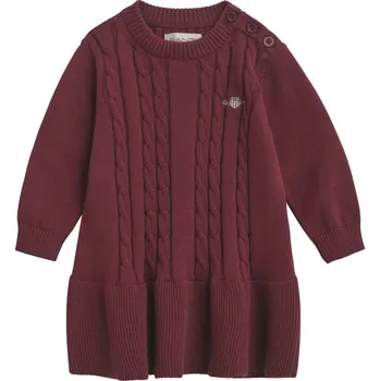 Dámské šaty ŠATY GANT COTTON CABLE KNITTED DRESS PLUMPED RED