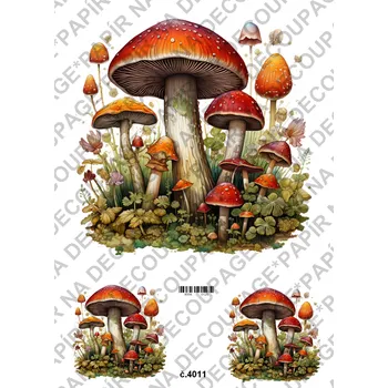 Umělecký papír Rýžový a soft papír na decoupage - Muchomůrka - KB04011 Materiál: Soft, Rozměr: A4