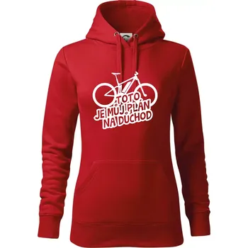 Dámská mikina Ebike plán na důchod - Mikina dámská Cape s kapucí - M ( Červená )