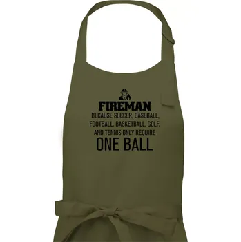 Kuchyňská zástěra Fireman beacause one ball - Pánská zástěra na vaření - Univerzální velikost ( Khaki )