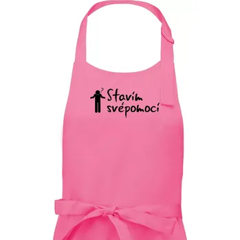 Kuchyňská zástěra Stavím svépomocí - ikona - Dámská zástěra na vaření - Univerzální velikost ( Růžová )