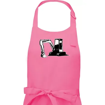 Kuchyňská zástěra Bagr bez nápisu černobílý - Dámská zástěra na vaření - Univerzální velikost ( Růžová )