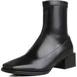 kotníkové boty s hranatou špičkou a středním podpatkem Barva: Černá, Velikost: 34
