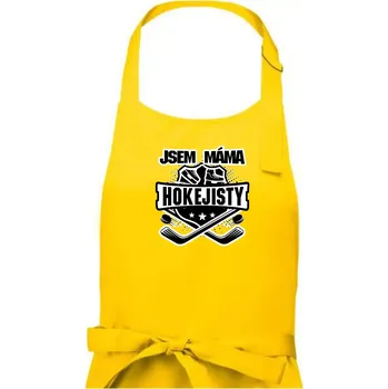 Kuchyňská zástěra Hokejový erb - Máma hokejisty - Dámská zástěra na vaření - Univerzální velikost ( Žlutá )