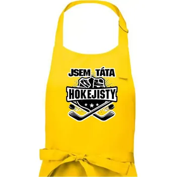 Kuchyňská zástěra Hokejový erb - Táta hokejisty - Pánská zástěra na vaření - Univerzální velikost ( Žlutá )
