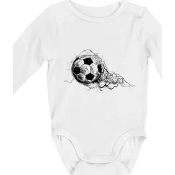Kojenecký body Fotbalový míč - kresba tužkou - Body kojenecké s dlouhým rukávem - Dlouhý r. do 3 měs ( Bílá )