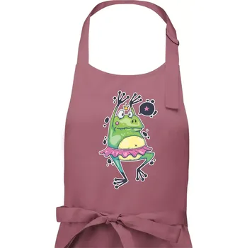 Kuchyňská zástěra Žabka baletka - Dámská zástěra na vaření - Univerzální velikost ( Starorůžová )