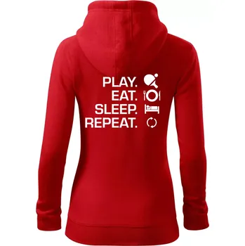 Dámská mikina Stolní tenis - eat sleep - Dámská mikina trendy zipper s kapucí - XS ( Červená )
