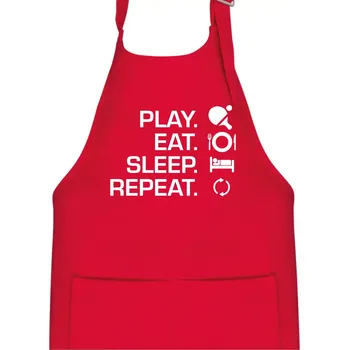 Kuchyňská zástěra Stolní tenis - eat sleep - Dětská zástěra na vaření - Univerzální velikost ( Červená )