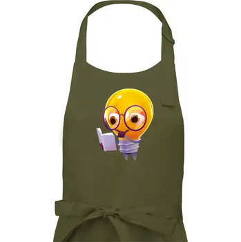 Kuchyňská zástěra Žárovka přemýšlí nad knihou - Dámská zástěra na vaření - Univerzální velikost ( Khaki )