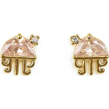 Náušnice Flamenco Mystique Zlaté náušnice s růžovým křišťálovým puzetem MEDUZA K1549WZ3 - Elegance a styl pro každou příležitost