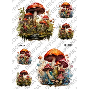 Umělecký papír Rýžový a soft papír na decoupage - Muchomůrka - KB04020 Materiál: Soft, Rozměr: A4