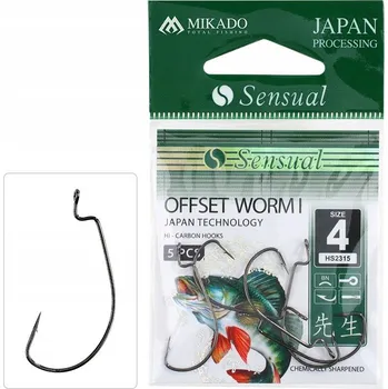Rybářský háček Háčky na přívlač s protihrotem Mikado Sensual Offset Worm I 5 ks