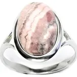 Zlatý prsten, bílé i žluté zlato, přírodní kámen rodochrozit - T 1454 (rodochrozit 14x10 mm)