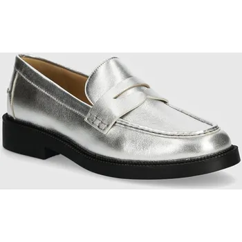 Dámské mokasíny Kožené mokasíny MICHAEL Michael Kors Eden dámské, stříbrná barva, na plochém podpatku, 40T4EDMP1M 040 40T4EDMP1M.040 SLV, EUR 36