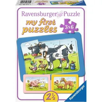 Puzzle Ravensburger Moje první Rámové Dobrízvířecí kamarádi 3 x 6 dílků