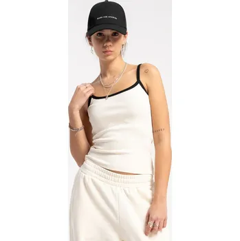 Dívčí tričko Reporter Young | Dívčí krémový CROP TOP s ramínky a kontrastním lemováním - Barva KRÉMOVÁ, Velikost 170 251-0445G-25-220-1