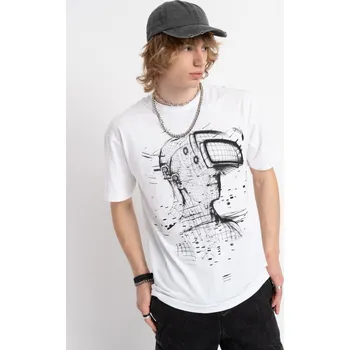 Reporter Young | Chlapecké bílé tričko s potiskem VIRTUÁLNÍ REALITY - Barva BÍLÁ, Velikost 176 251-0440B-10-200-1