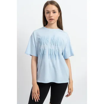 Dívčí tričko Reporter Young | Dívčí modré oversize tričko s potiskem „ONE DAY WE MET“ - Barva MODRÁ, Velikost 164 243-0440G-30-400-1