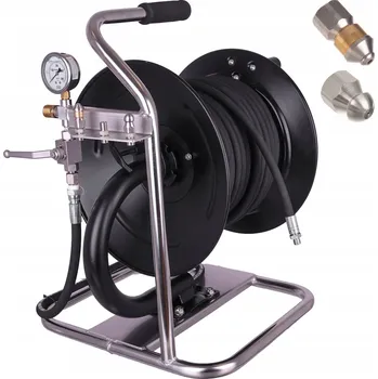 Příslušenství pro vysokotlaký čistič Hadice na čištění kanalizace 60m M22 s manometrem a rotační tryskou pro čerpadla a tlakové myčky