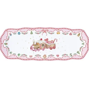 Vánoční porcelánový podnos s vláčkem Sweet Christmas 37x14cm, Easy Life
