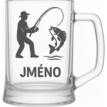 Sklenice Půllitr s pískovaným motivem rybáře (Půllitr pro rybáře s pískovaným motivem rybáře)
