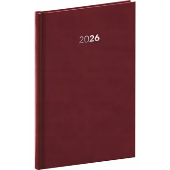 Diář NOTIQUE - Balakon - týdenní diář 2026, bordó, A5, 15 × 21 cm