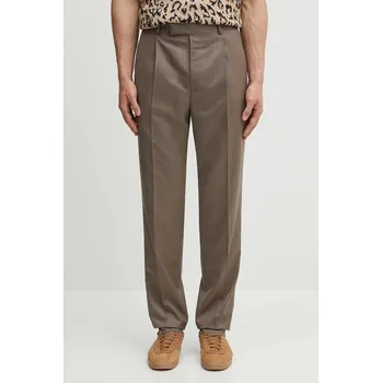 Vlněné kalhoty Wacko Maria PLEATED TROUSERS ( TYPE-2 ) pánské, béžová barva, 25SS-WMP-TR08, XL, 80X