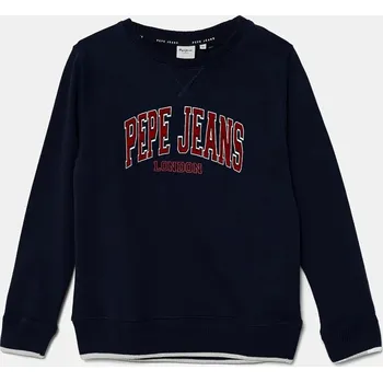 Dětská móda Dětská mikina Pepe Jeans BAIN CREW tmavomodrá barva, s potiskem, PB581623 59X, vel. 176