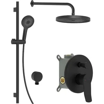 Sprchový set kielle Nefia - Baterie pod omítku pro 2 spotřebiče, s příslušenstvím a s tělesem, matná černá 20627SP64