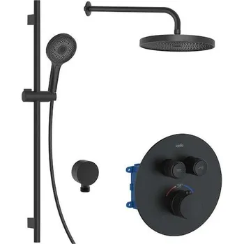 Sprchový set kielle Oudee - Sprchový set s termostatickou baterií pod omítku, pro 2 spotřebiče, s příslušenstvím a tělesem, matná černá 20602SPT14