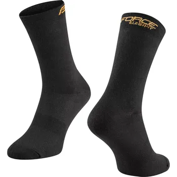 Pánské ponožky FORCE Ponožky Force Elegant vysoké, černé-zlaté velikost S - M