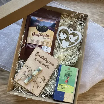 Káva Dárková sada pro novomanžele - výběrová káva, čaj, přání na bankovky a srdce Druh mletí kávy: Turecká káva