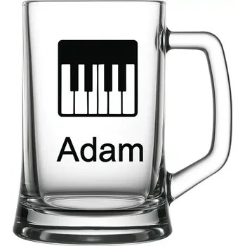 Sklenice Půllitr s pískovaným motivem piana (Půllitr pro sportovce s pískovaným motivem piano)